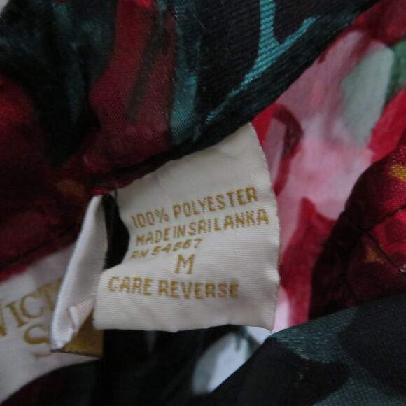 Victoria's Secret Womens Sz M Red Floral Vintage Gold Label Mini Slip Dress Bow - Picture 9 of 9